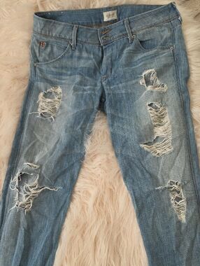 Hudson Jeans Distressed Light Blue Slim Straight Women's Jeans